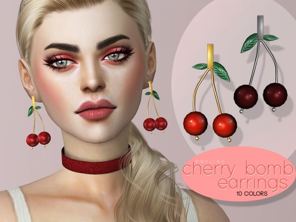  The Sims Resource: Cherry Bomb Earrings by Pralinesims