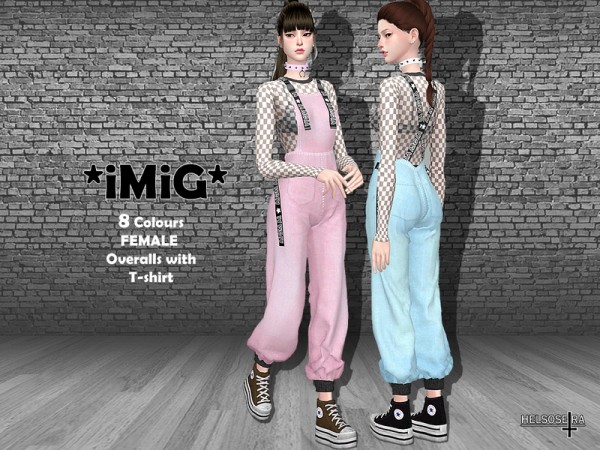  The Sims Resource: IMIG   Overalls with T Shirt by Helsoseira