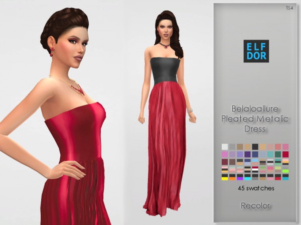  Elfdor: Belaloallure`s Pleated Metalic Dress recolored