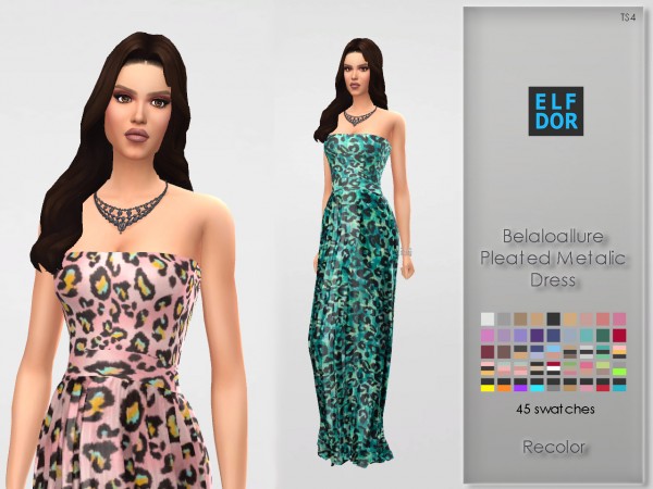  Elfdor: Belaloallure`s Pleated Metalic Dress recolored