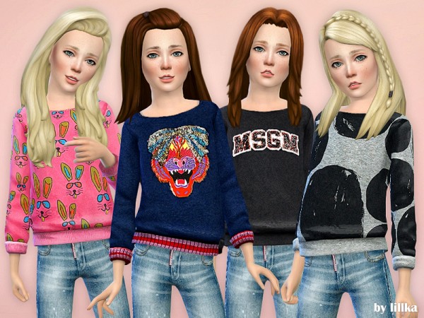  The Sims Resource: Printed Sweatshirt for Girls P32 by lillka