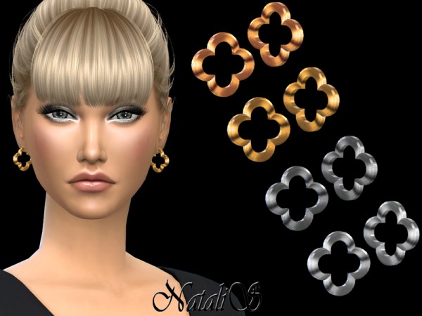  The Sims Resource: Four Leaf earrings by NataliS