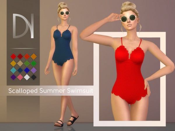  The Sims Resource: Scalloped Summer Swimsuit by DarkNighTt