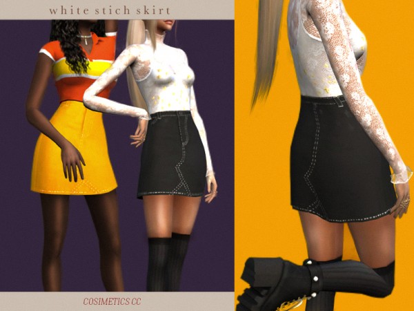  The Sims Resource: Withe Stich Skirt by cosimetics