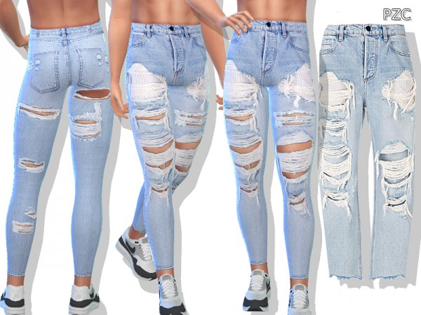 The Sims Resource: Blue Denim Ripped Jeans For Men by ...