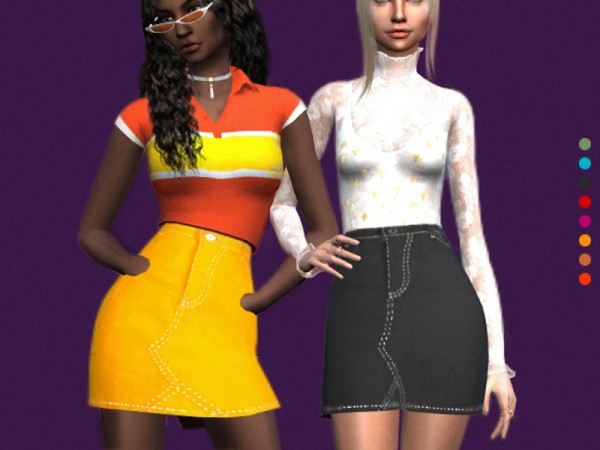  The Sims Resource: Withe Stich Skirt by cosimetics
