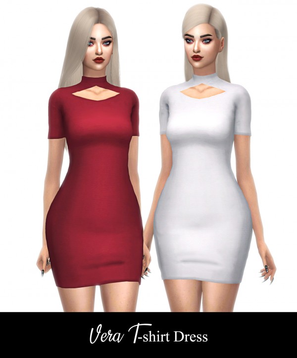 Frost Sims 4: Katniss swimsuit and Vera t shirt Dress