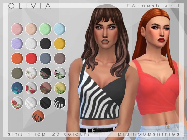  The Sims Resource: Olivia Crop top by Plumbobs n Fries