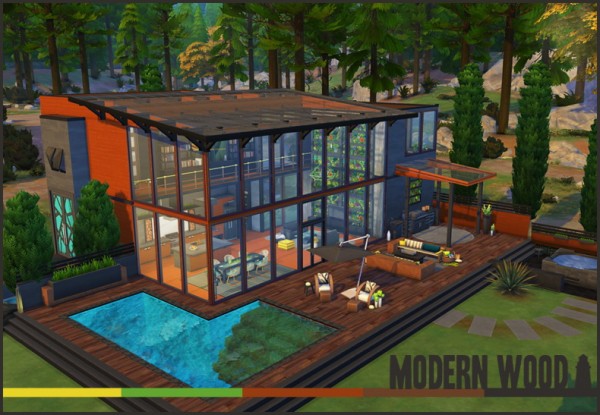 Akisima Sims Blog: Modern Wood house â€¢ Sims 4 Downloads