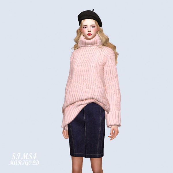  SIMS4 Marigold: Long Sleeves Turtleneck Sweater Basic V