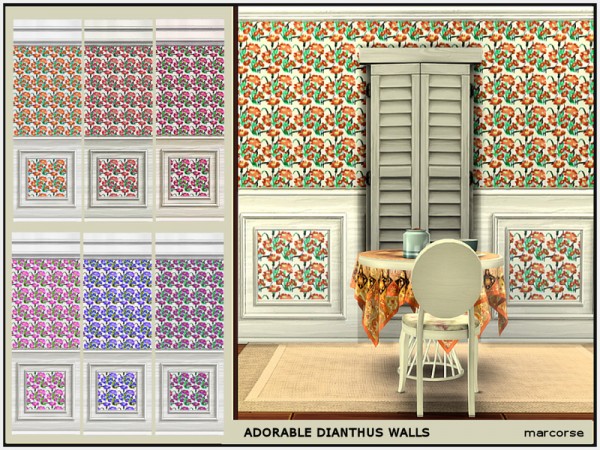  The Sims Resource: Adorable Dianthus Walls by marcorse