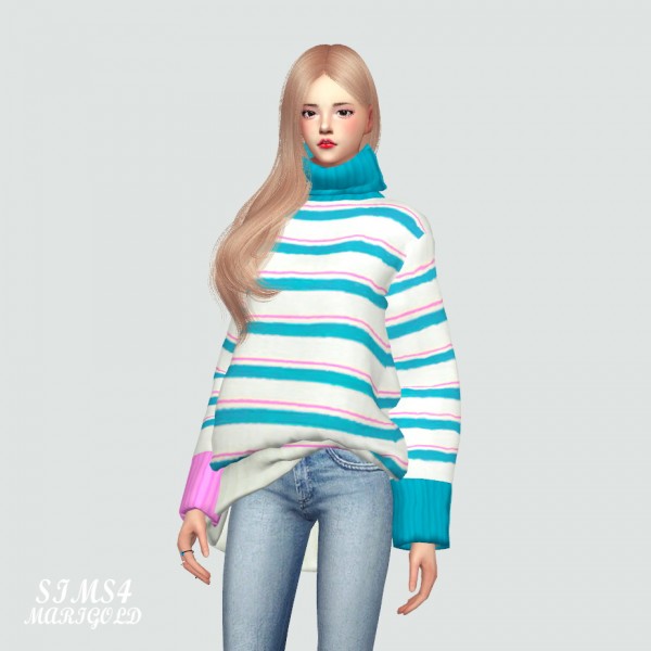  SIMS4 Marigold: Long Sleeves Turtleneck Sweater Basic V