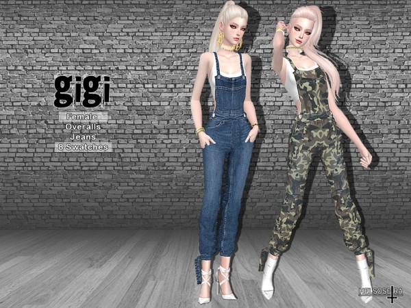  The Sims Resource: GIGI   Overalls Jeans by Helsoseira