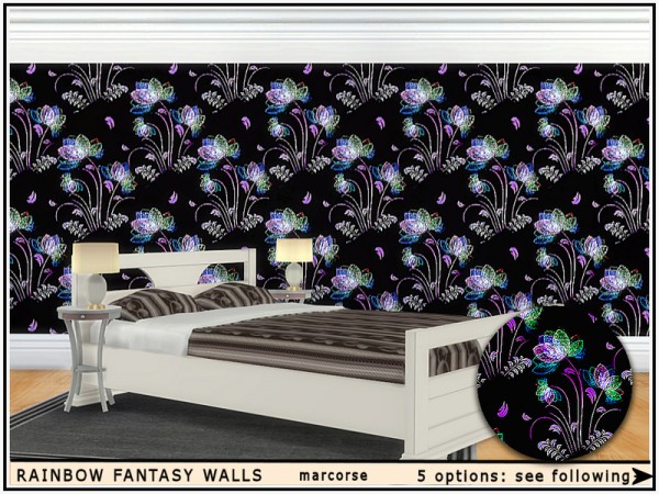 The Sims Resource: Rainbow Fantasy Wall by marcorse
