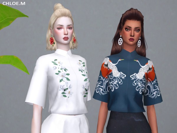  The Sims Resource: Short sleeved blouse by ChloeMMM