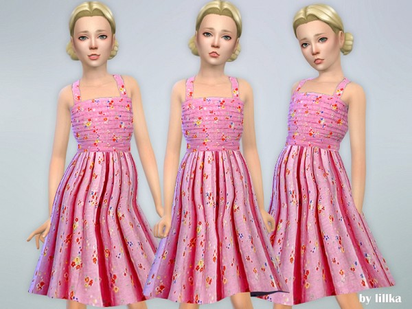  The Sims Resource: Judy Pink Dress by lillka
