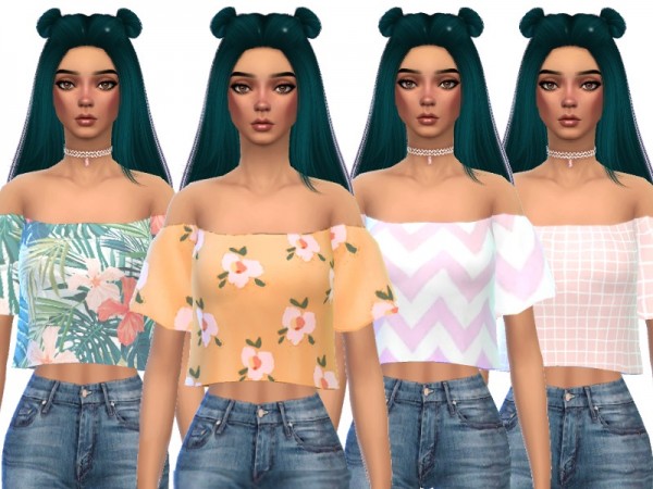 The Sims Resource: Adorable Shoulder Less Crop Top by Wicked_Kittie ...
