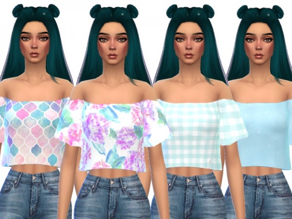  The Sims Resource: Adorable Shoulder Less Crop Top by Wicked Kittie