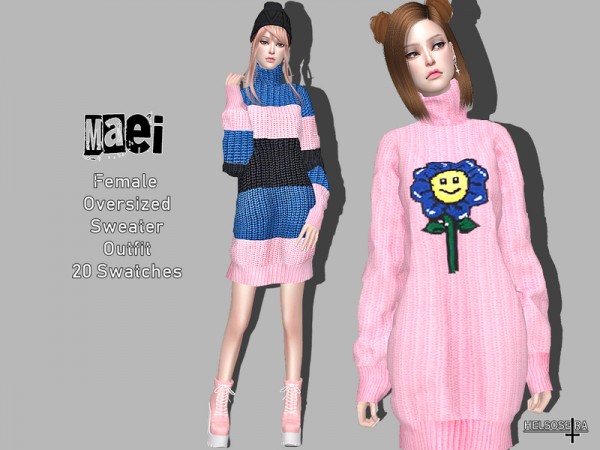  The Sims Resource: MAEI   Oversized Sweater   Outfit by Helsoseira