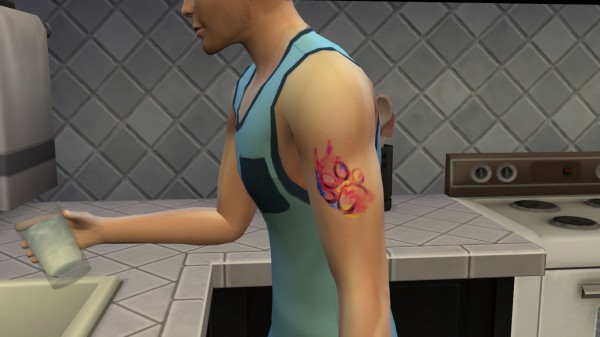  Mod The Sims: Rainbow Watercolor Paw Print Arm Tattoo by anl2929
