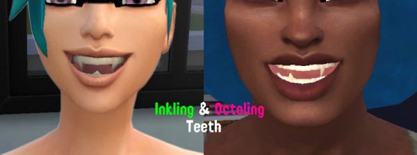  Mod The Sims: Splatoon Inkling and Octoling Fangs by daffodilyily