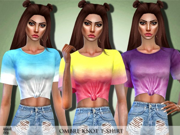  The Sims Resource: Ombre Knot T Shirt by Black Lily