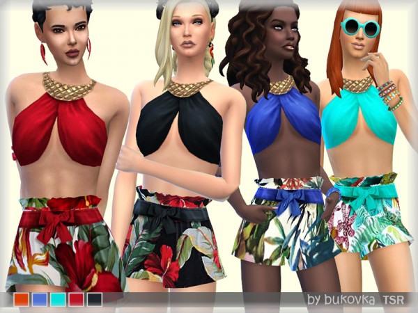  The Sims Resource: Overalls Tropical Print by bukovka