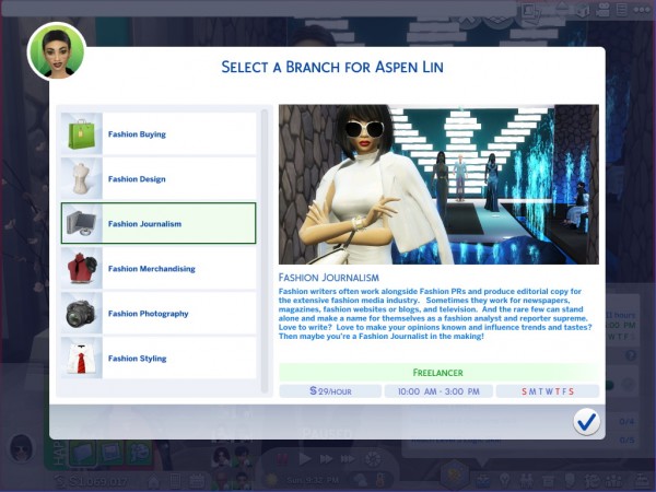fashion and modeling career sims 4