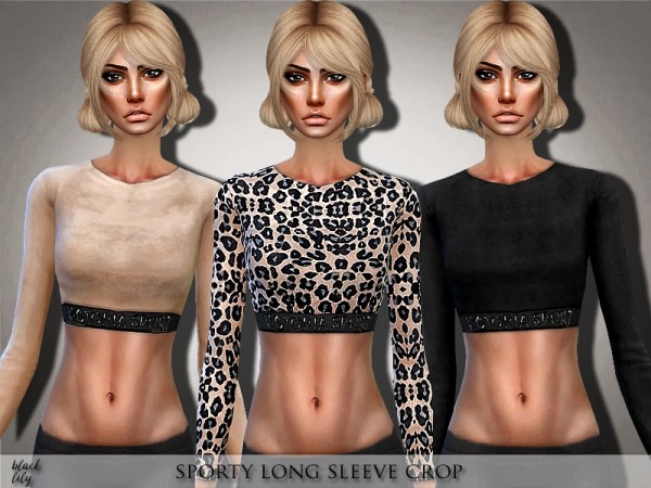  The Sims Resource: Sporty Long Sleeve Crop by Black Lily