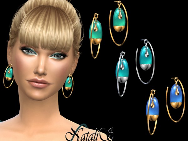  The Sims Resource: Sea glass hoop earrings by NataliS