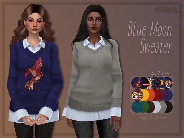 The Sims Resource: Blue Moon Sweater by Trillyke