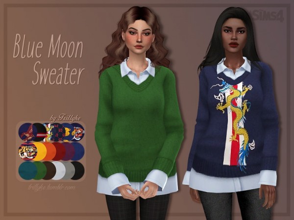  The Sims Resource: Blue Moon Sweater by Trillyke