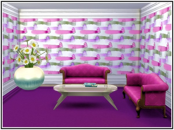  The Sims Resource: Rolled Ribbons Walls by marcorse