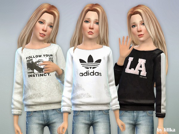  The Sims Resource: Printed Sweatshirt for Girls P33 by lillka