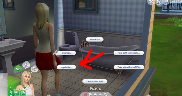  Mod The Sims: Unlocked Nap in bath interaction by Vmars