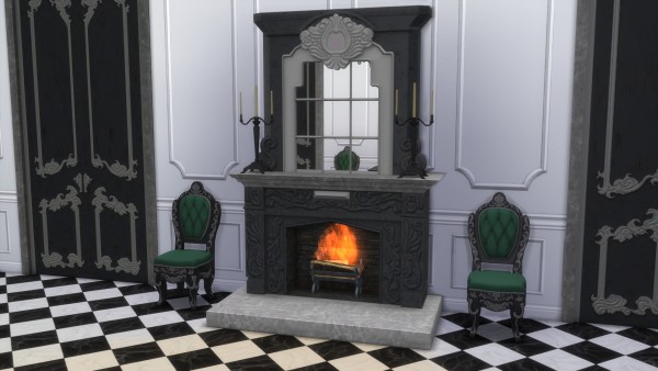  Mod The Sims: Dark Lux Fireplace with Mirror by TheJim07