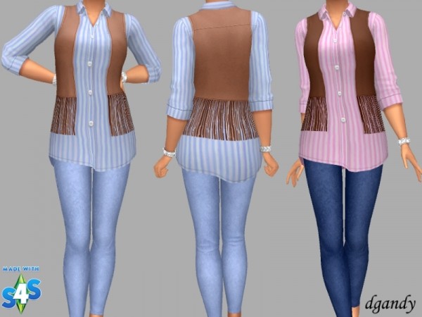  The Sims Resource: Shirt, Vest and Jeggings II Without Rips by dgandy