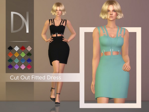  The Sims Resource: Cut Out Fitted Dress by DarkNighTt
