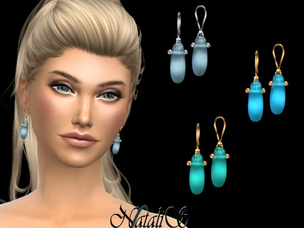  The Sims Resource: Sea glass drop earrings by NataliS