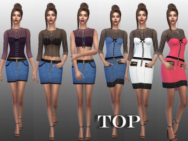  The Sims Resource: Black top with stripes by Sims House