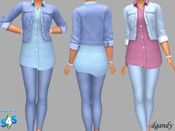  The Sims Resource: Shirt, Jacket and Jeggings II Without Rip by dgandy