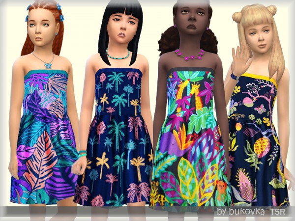  The Sims Resource: Dress Tropical Print by bukovka