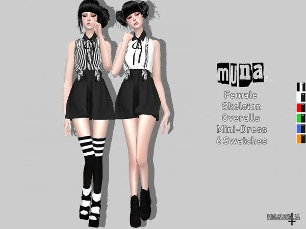  The Sims Resource: MUNA   Skeleton overalls by Helsoseira