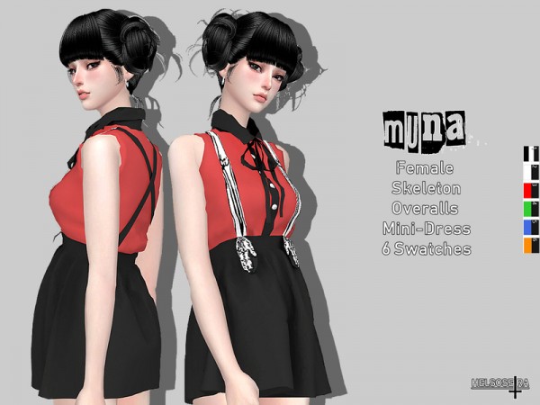  The Sims Resource: MUNA   Skeleton overalls by Helsoseira