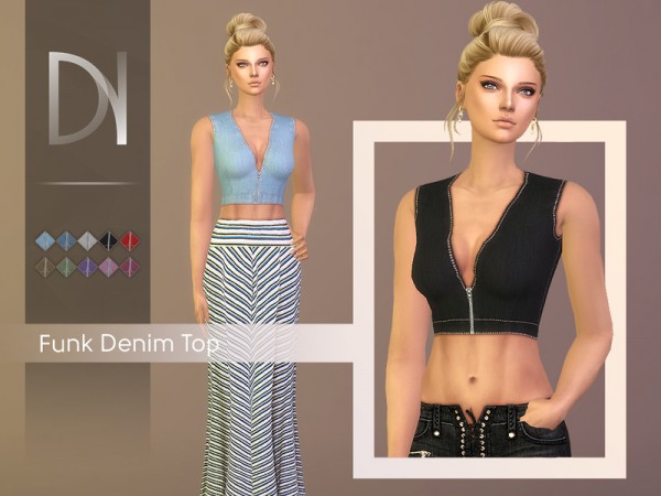  The Sims Resource: Funk Denim Top by DarkNighT