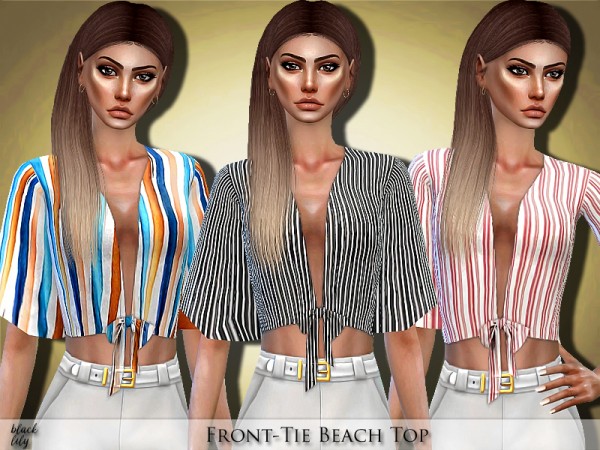  The Sims Resource: Front Tie Beach Top by Black Lily
