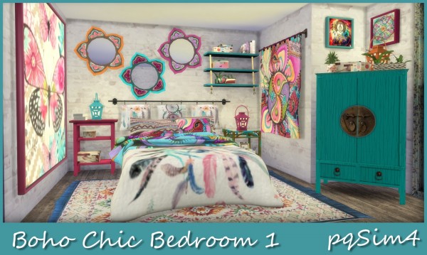  PQSims4: Boho Chic Bedroom 1
