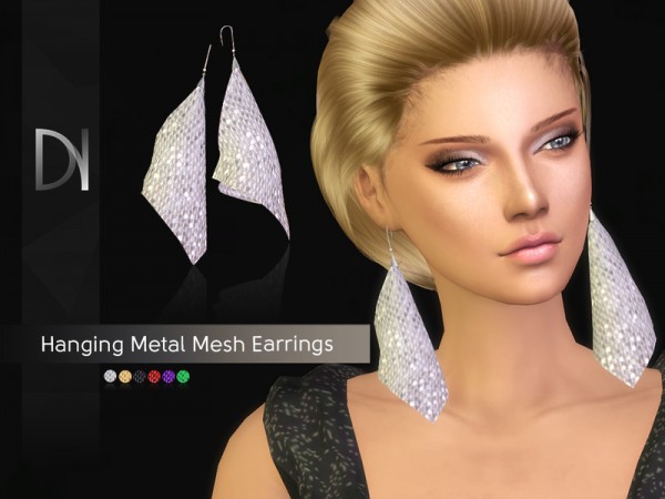 The Sims Resource: Hanging Metal Mesh Earrings by DarkNighTt