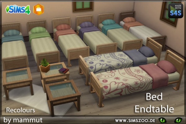  Blackys Sims 4 Zoo: Wood bed and table by mammut