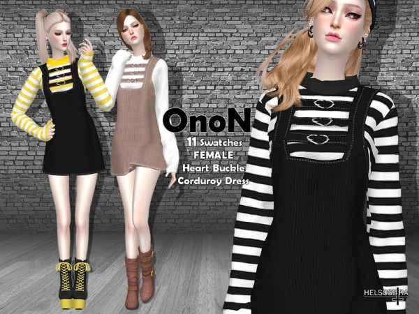  The Sims Resource: ONON   Corduroy Dress by Helsoseira